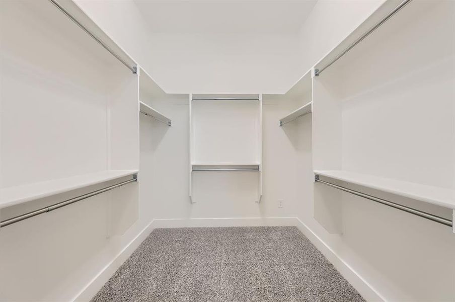 Spacious closet with carpet flooring