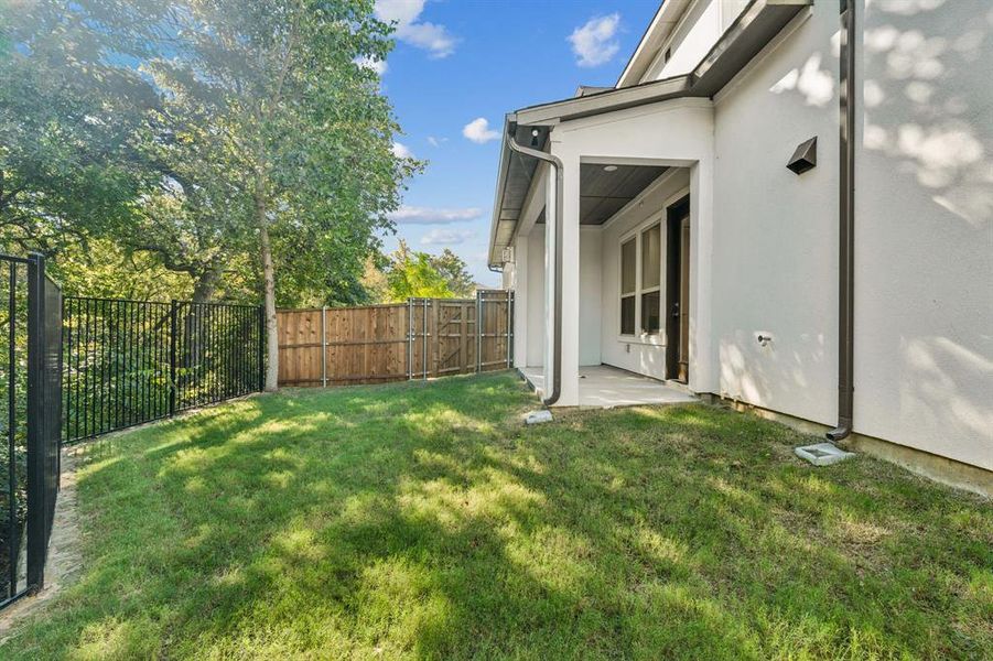 Fenced backyard. Fenced backyard.