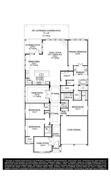2D floor plan layout of this home in Meridiana 60', Manvel, TX (Image 2).