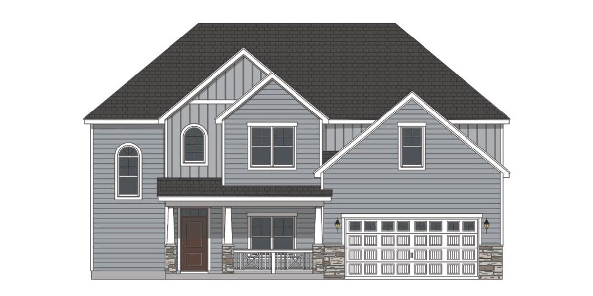 Exterior rendering of this home design in Kennedy's Crossing, Grimesland, NC (Image 1). Exterior rendering of this home design in Kennedy's Crossing, Grimesland, NC (Image 1).