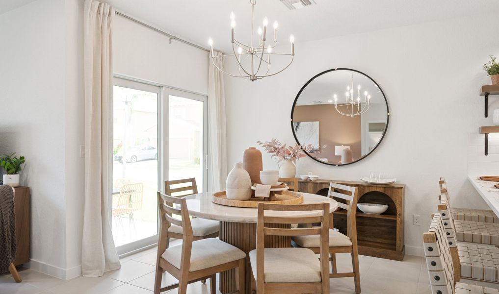 Dining area with sliding glass door