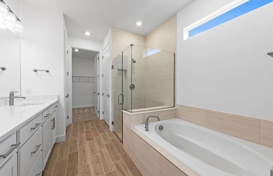 Owner's bathroom, blending everyday function with spa-like finishes