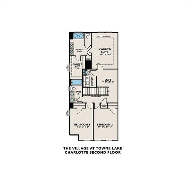 2D floor plan layout of this home in The Village at Towne Lake, Woodstock, GA (Image 3).