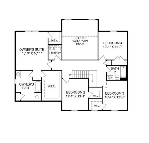 2D floor plan layout for the Magnolia by Keystone Custom Homes in Windermere Farms, Waxhaw, NC (Image 6).