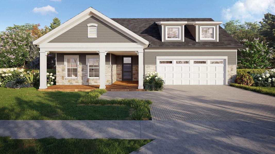 Representative exterior photo of a completed home built from the Portico by Epcon Communities in Winfrey Estates, Tomball, TX (Image 21). Representative exterior photo of a completed home built from the Portico by Epcon Communities in Winfrey Estates, Tomball, TX (Image 21).