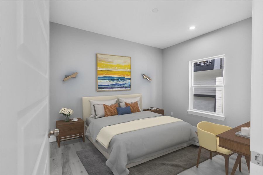 Guest bedroom virtually staged to illustrate potential Guest bedroom virtually staged to illustrate potential