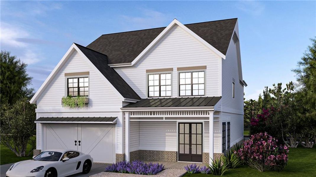 Front exterior of a new home in Echo at Crabapple, Milton, GA, highlighting curb appeal (Image 26).