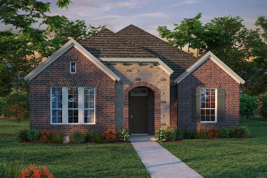 Front exterior of a new home in Elements at Viridian - Signature Series, Arlington, TX, highlighting curb appeal (Image 1). Front exterior of a new home in Elements at Viridian - Signature Series, Arlington, TX, highlighting curb appeal (Image 1).