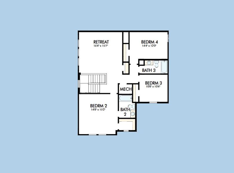 2D floor plan layout for the The Grandstand by David Weekley Homes in Reflections at Olympus – Legacy, Clermont, FL (Image 3). 2D floor plan layout for the The Grandstand by David Weekley Homes in Reflections at Olympus – Legacy, Clermont, FL (Image 3).