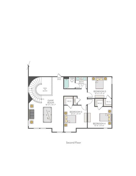 2D floor plan layout for the Windsor by Tri Pointe Homes in Lariat, Liberty Hill, TX (Image 5).