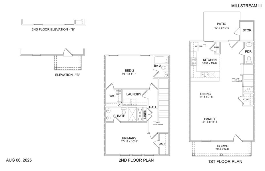 2D floor plan layout for the Millstream III - Townhomes by Dream Finders Homes in Lakeview Commons, Goose Creek, SC (Image 2). 2D floor plan layout for the Millstream III - Townhomes by Dream Finders Homes in Lakeview Commons, Goose Creek, SC (Image 2).