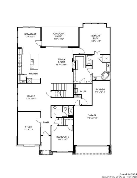 2D floor plan layout of this home in Haby Hill 60s, San Antonio, TX (Image 5).