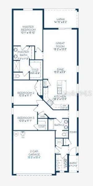2D floor plan layout of this home in Hammock Reserve, Haines City, FL (Image 3).