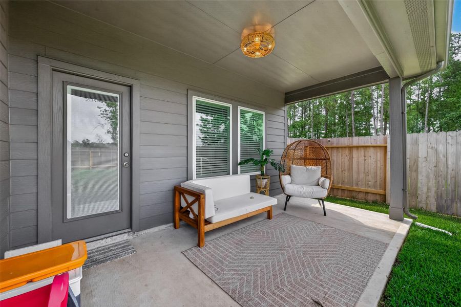 Exterior details and patio area of a home in Grand Pines, Magnolia (Image 27).