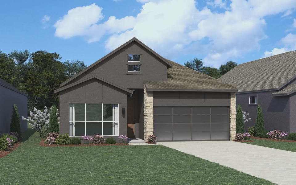 Representative exterior photo of a completed home built from the Delos by Chesmar Homes in Centero at Stone Oak, San Antonio, TX (Image 8). Representative exterior photo of a completed home built from the Delos by Chesmar Homes in Centero at Stone Oak, San Antonio, TX (Image 8).