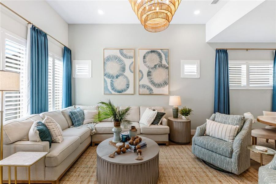 Furnished interior view inside a new home in Emerald Landing at Waterside at Lakewood Ranch – Cottage Series, Sarasota (Image 48). Furnished interior view inside a new home in Emerald Landing at Waterside at Lakewood Ranch – Cottage Series, Sarasota (Image 48).