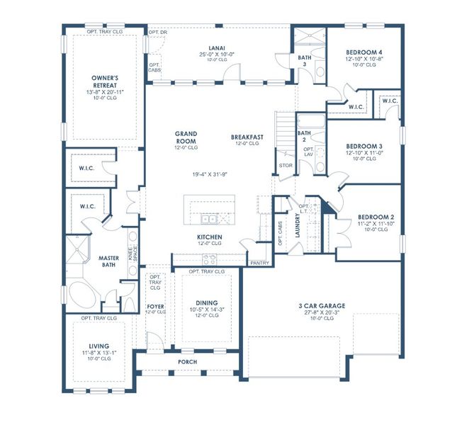 2D floor plan layout for the Key Largo II by Homes by WestBay in Star Farms at Lakewood Ranch, Lakewood Ranch, FL (Image 4).