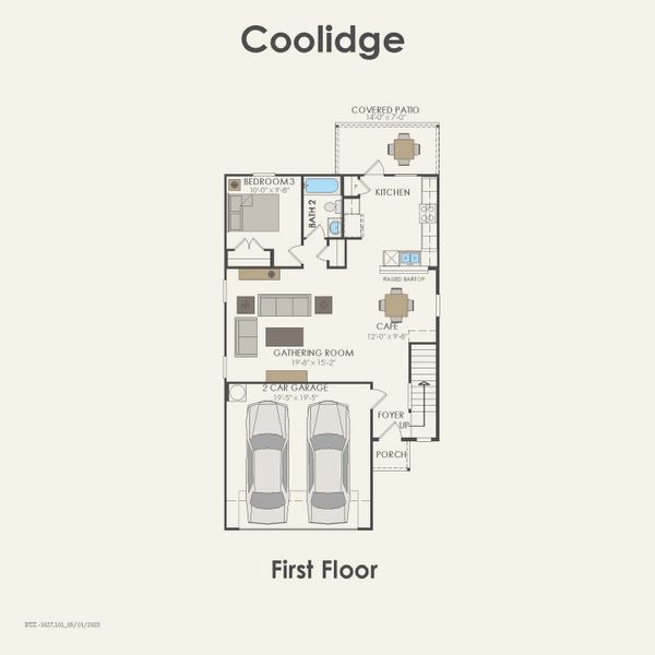2D floor plan layout for the Coolidge by Centex in Arboretum Estates, Terrell, TX (Image 3).