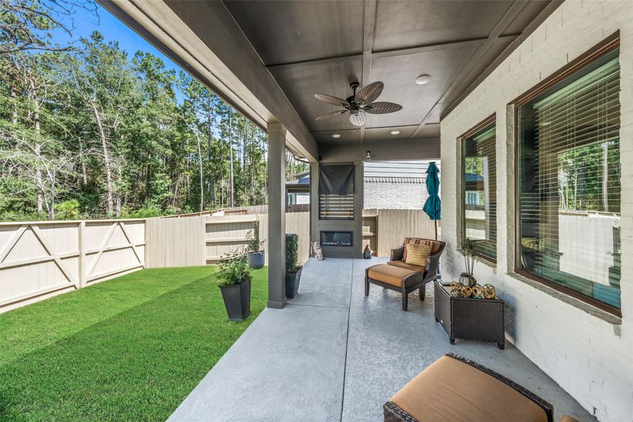 Exterior details and patio area of a home in Audubon - Terrace Collection, Magnolia (Image 27).