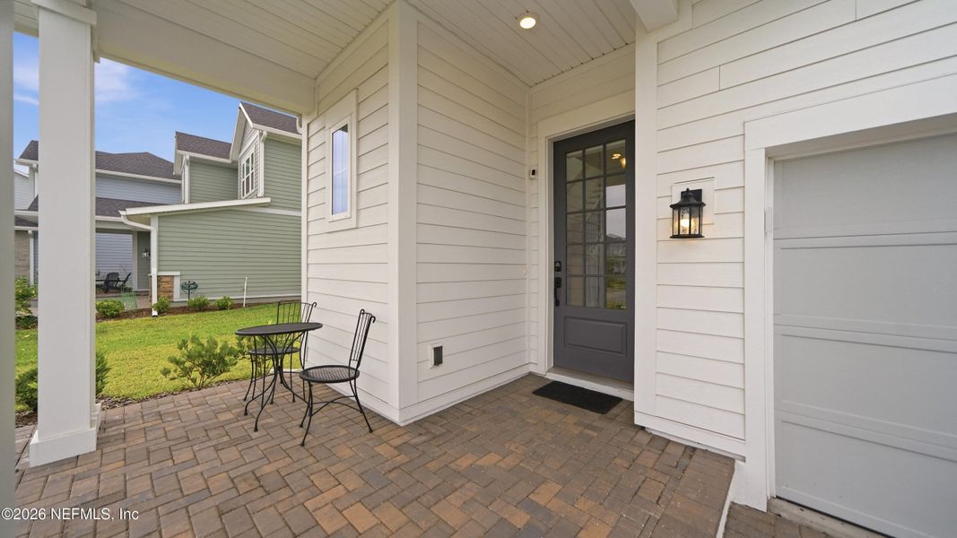 Exterior details and patio area of a home in Seven Pines 40' Front Entry, Jacksonville (Image 32).