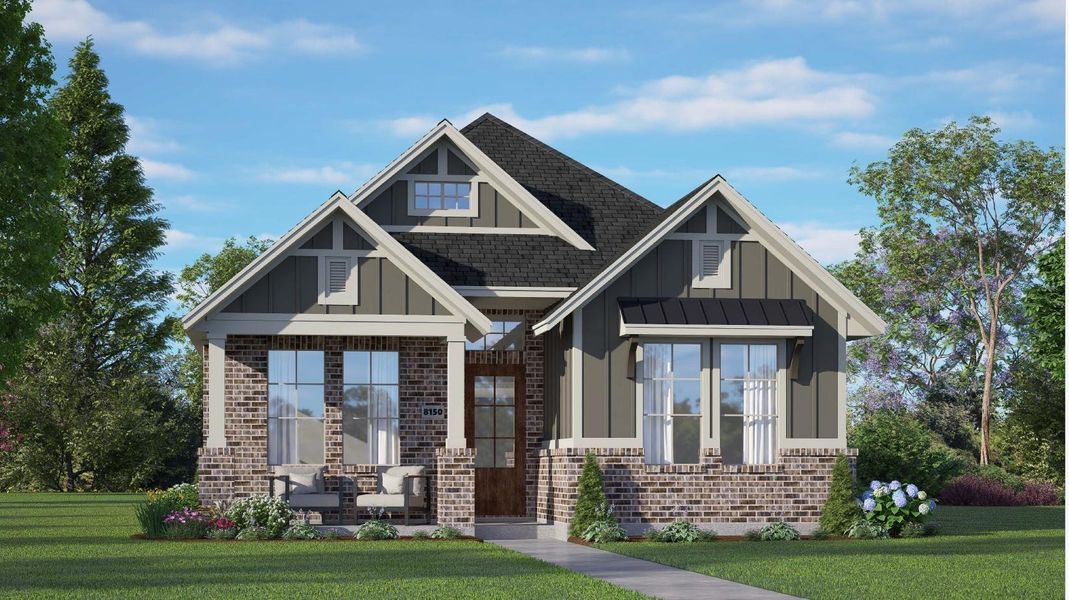 Front exterior of a new home in Riceland, Mont Belvieu, TX, highlighting curb appeal (Image 19).