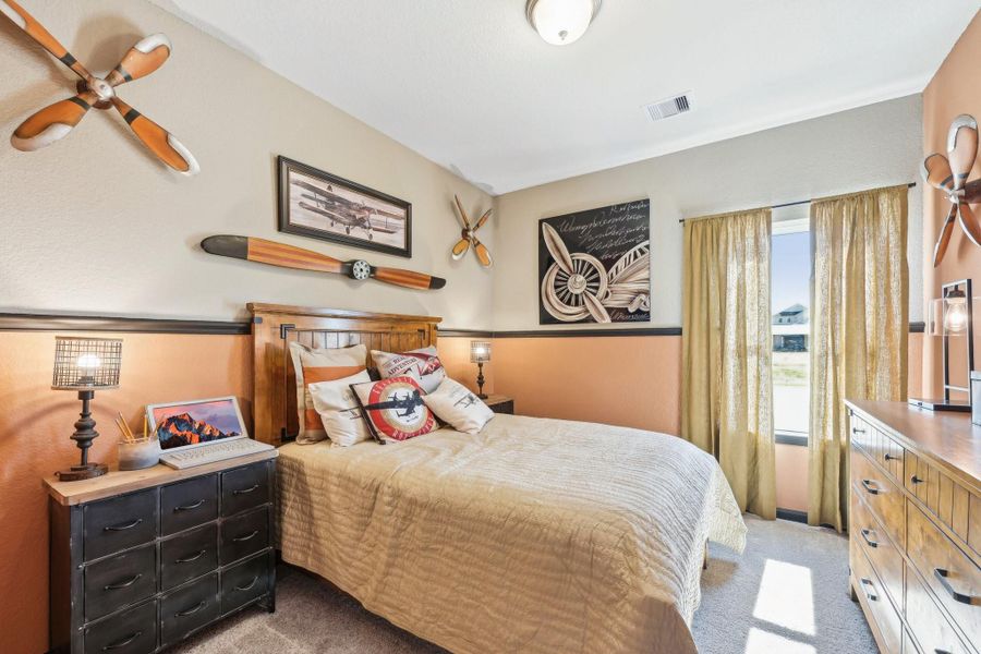 Oakshire II- Bedroom 2. Sample image for illustration; upgrades, options, and colors may vary. Oakshire II- Bedroom 2. Sample image for illustration; upgrades, options, and colors may vary.