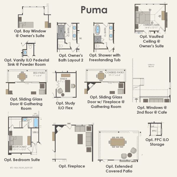 2D floor plan layout for the Puma by Pulte Homes in Highland Lakes, McKinney, TX (Image 4). 2D floor plan layout for the Puma by Pulte Homes in Highland Lakes, McKinney, TX (Image 4).