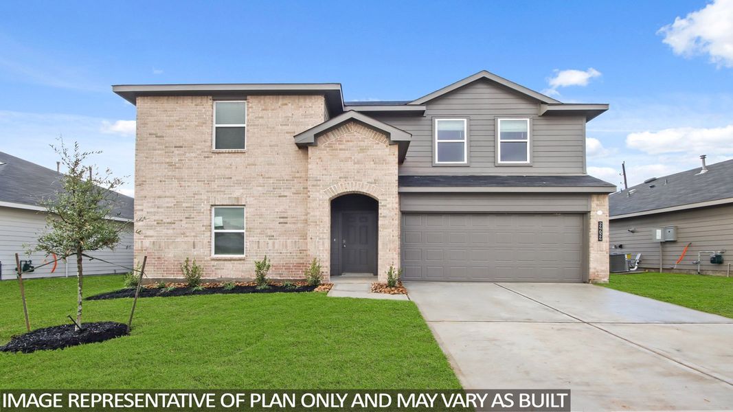 Representative exterior photo of a completed home built from the Perry by D.R. Horton in Grand Pines, Magnolia, TX (Image 18). Representative exterior photo of a completed home built from the Perry by D.R. Horton in Grand Pines, Magnolia, TX (Image 18).