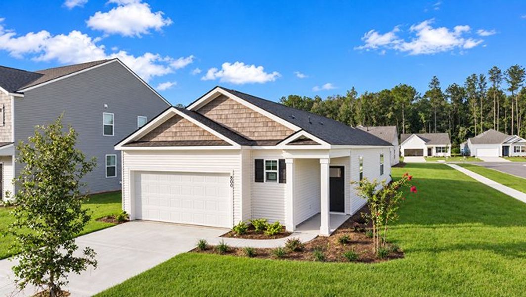 Front exterior of a new home in Pine Hills at Cane Bay, Summerville, SC, highlighting curb appeal (Image 2).
