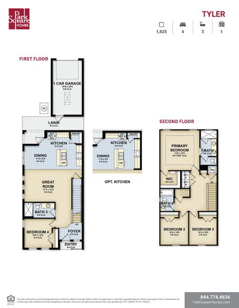 2D floor plan layout for the Tyler by Park Square Residential in The Residences at Emerson Park, Apopka, FL (Image 3).
