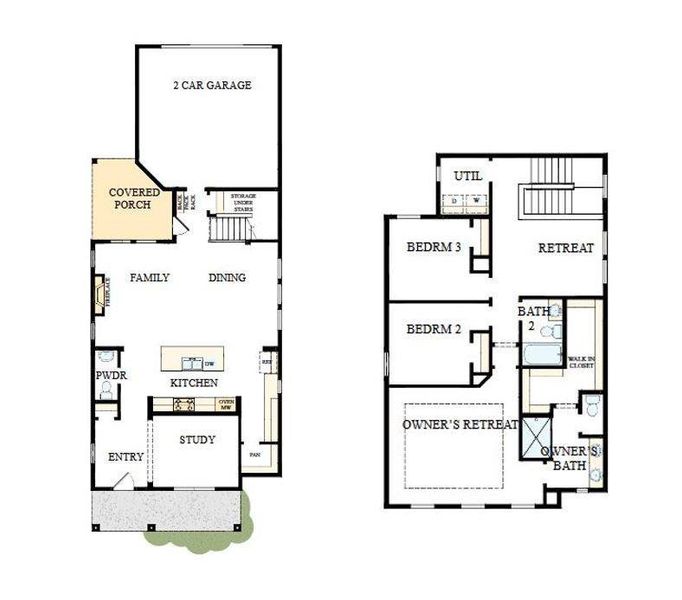 2D floor plan layout of this home in Whitley Preserve – Park Collection, Mint Hill, NC (Image 2).