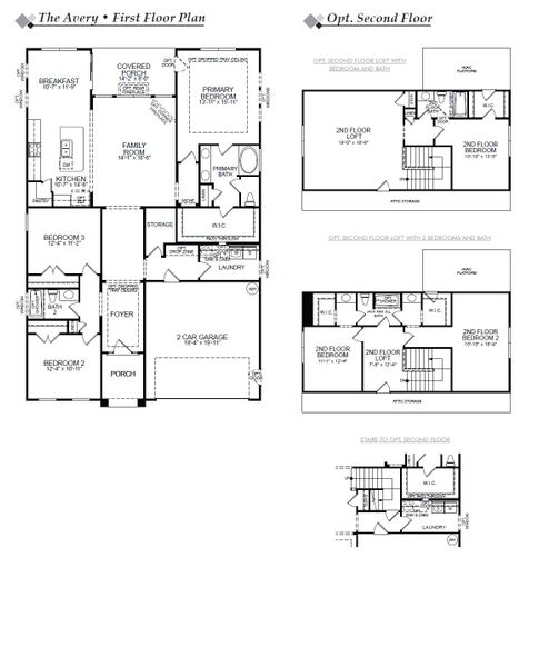 2D floor plan layout for the Avery by Eastwood Homes in Oakley Pointe, Moncks Corner, SC (Image 3).