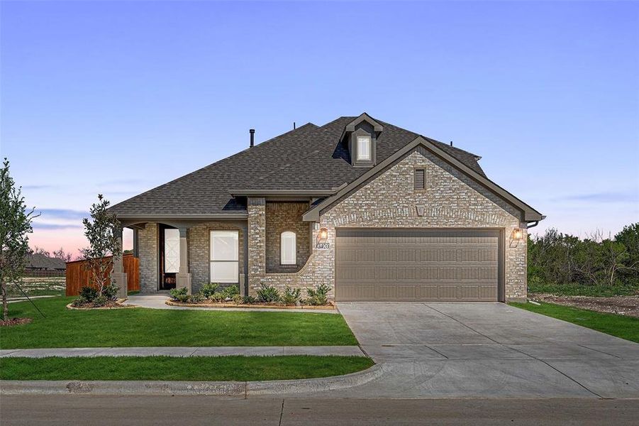Front exterior of a new home in Liberty, Melissa, TX, highlighting curb appeal (Image 20).