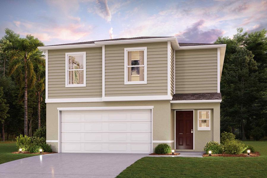 Sumter Villas single-family one-story stucco render Mayfield Elevation B in Bushnell FL