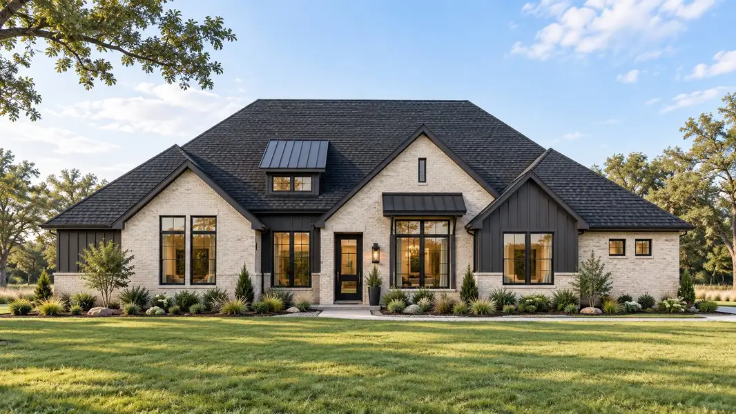 Front exterior of a new home in Emerson Farms, Rockwall, TX, highlighting curb appeal (Image 1). Front exterior of a new home in Emerson Farms, Rockwall, TX, highlighting curb appeal (Image 1).