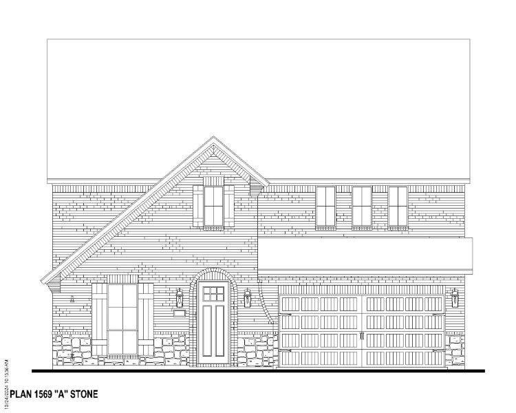 Plan 1569 Elevation A w/ Stone