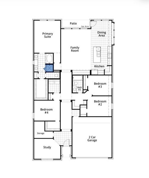 2D floor plan layout for the Denton by Highland Homes in Monterra, Rockwall, TX (Image 4).