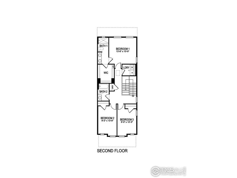 2D floor plan layout of this home in Revere at Johnstown, Johnstown, CO (Image 3).