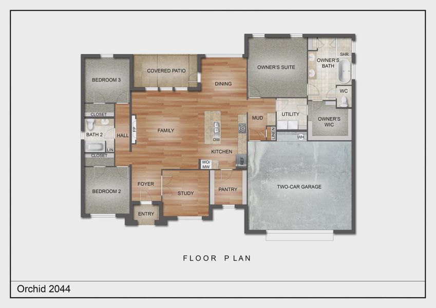 2D floor plan layout of this home in Coyote Crossing, Godley, TX (Image 2). 2D floor plan layout of this home in Coyote Crossing, Godley, TX (Image 2).