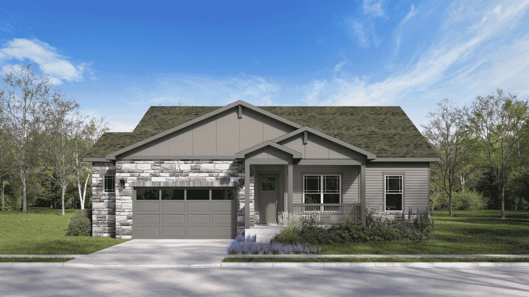 Representative exterior photo of a completed home built from the Haswell by D.R. Horton in Vantage, Berthoud, CO (Image 15).