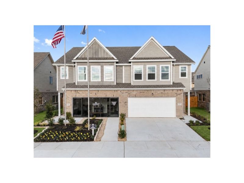 Front exterior of a new home in Lake Park Villas, Wylie, TX, highlighting curb appeal (Image 1). Front exterior of a new home in Lake Park Villas, Wylie, TX, highlighting curb appeal (Image 1).
