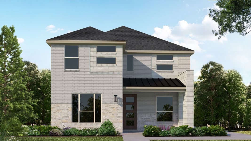 Plan 1405 Elevation C with Stone