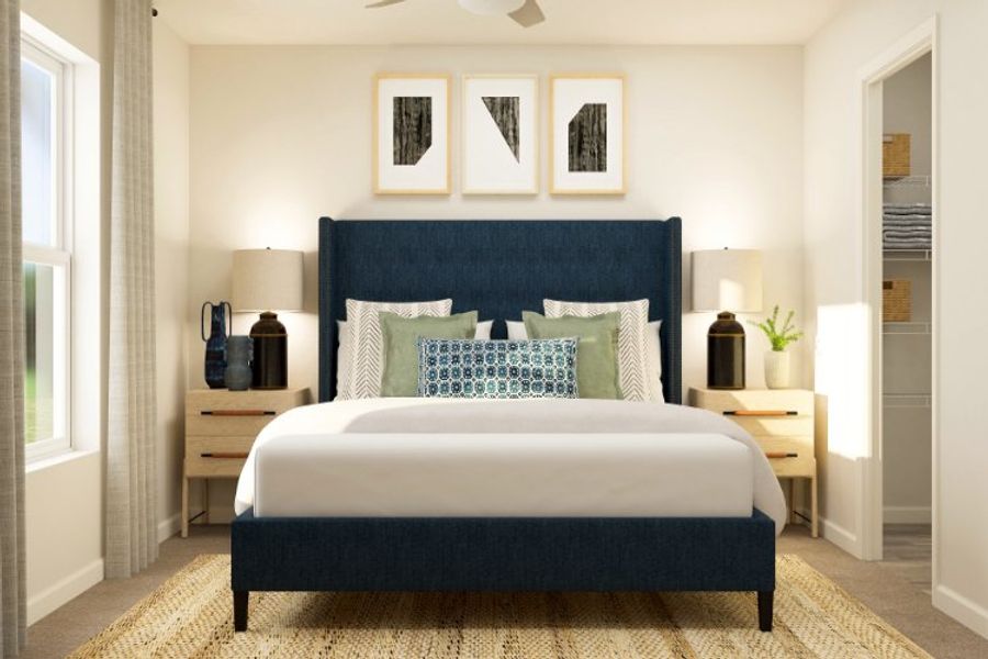 A bedroom with a bed and a desk. A bedroom with a bed and a desk.