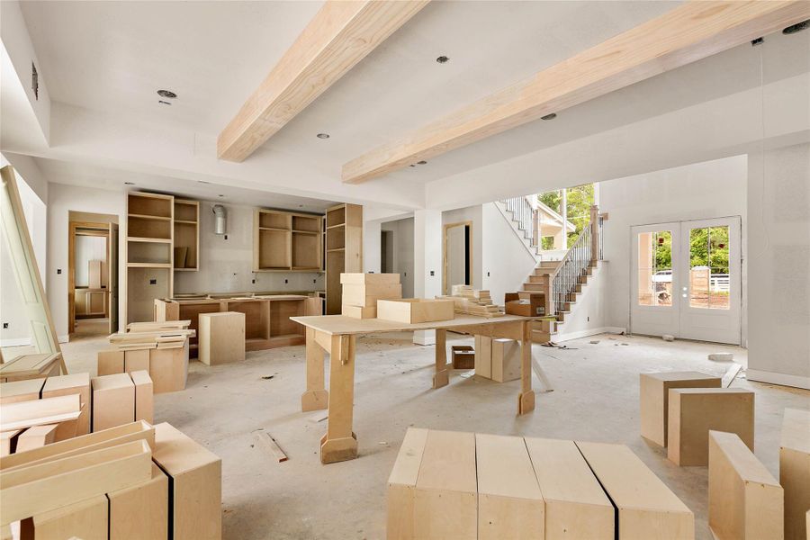 View from the family room toward the island kitchen. View from the family room toward the island kitchen.