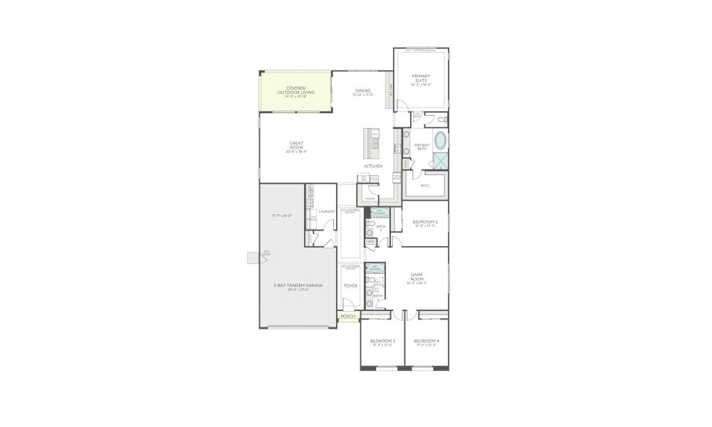 2D floor plan layout for the Dahlia Plan 5006 by Tri Pointe Homes in Soleo, San Tan Valley, AZ (Image 3).