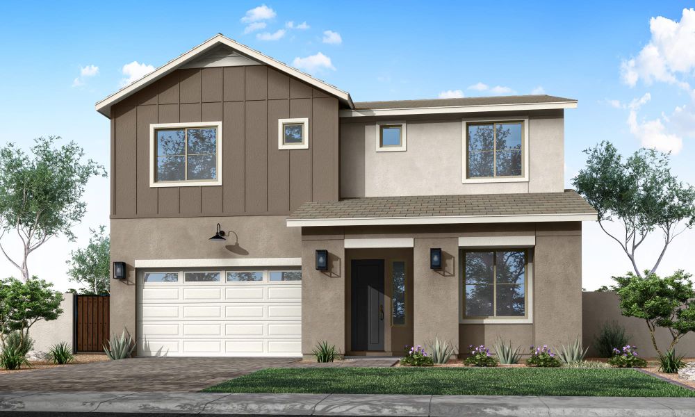 Representative exterior photo of a completed home built from the Mahogany Plan 40-8 by Tri Pointe Homes in Waterston Central, Gilbert, AZ (Image 12).