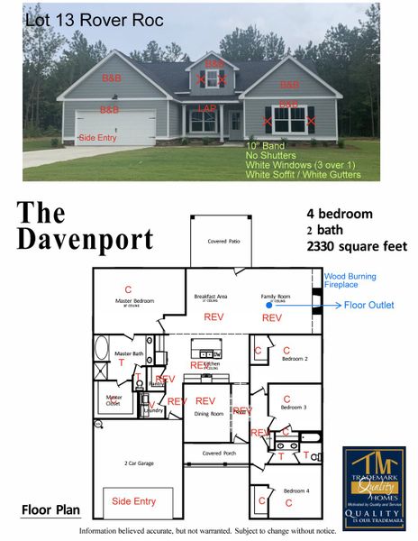 2D floor plan layout of this home in Rover Roc Farms, Williamson, GA (Image 2).