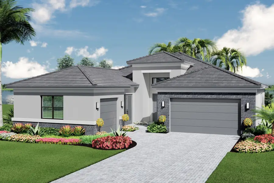 Representative exterior photo of a completed home built from the Caroline by GL Homes in Valencia Parc at Riverland, Port St. Lucie, FL (Image 20).