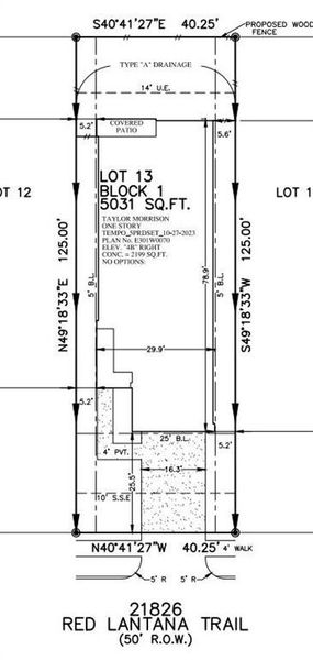 21826 Red Lantana Trail preliminary plot plan