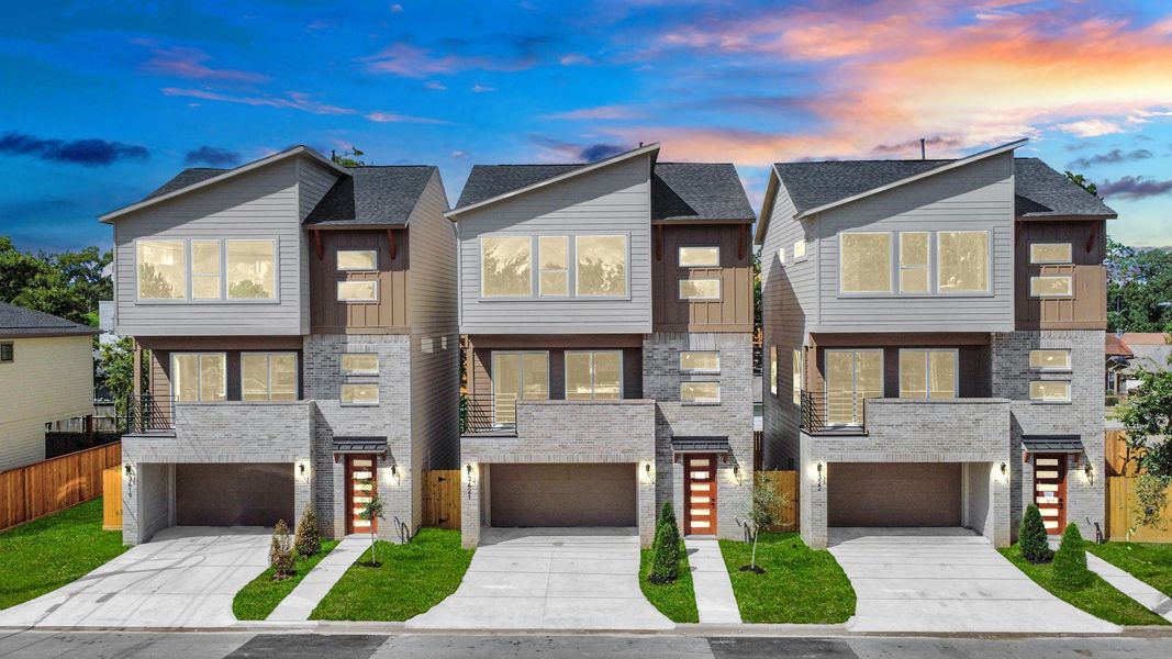 Front exterior of a new home in , Houston, TX, highlighting curb appeal (Image 1). Front exterior of a new home in , Houston, TX, highlighting curb appeal (Image 1).